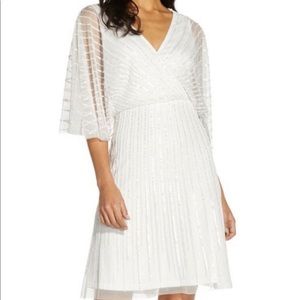 Adrienne Papell Beaded Flutter Sleeve Cocktail Dress